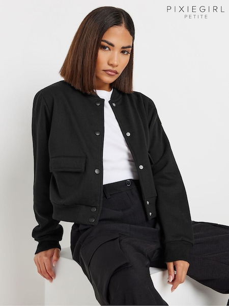 PixieGirl Petite Black Sweat Bomber Jacket (AK6386) | €36