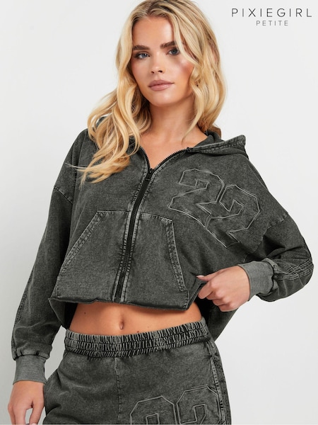 PixieGirl Petite 100% Cotton Zip Acid Wash Hoodie (AK6424) | 151 LEI