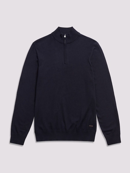 Duchamp Navy Blue Duchamp Quarter Zip Funnel Neck Black Jumper (AK6464) | R$ 980