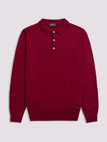 Duchamp Red Duchamp Long Sleeve Knit Polo Shirt (AK6479) | €127