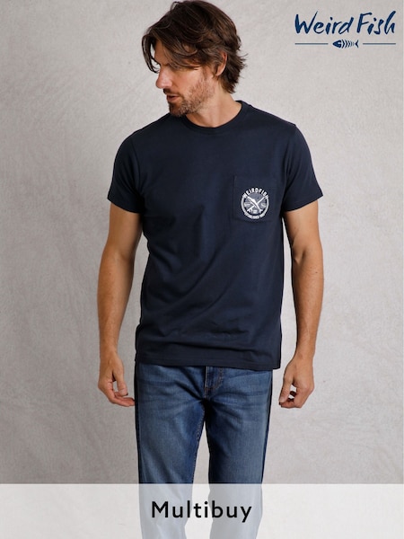 Weird Fish Blue Weird Fish Blue Tidal 100% Cotton Short Sleeve Branded T-Shirt (AK6566) | 139 QAR