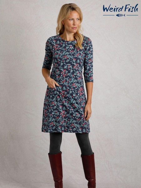 Weird Fish Markle Printed Sparkle 100% Cotton Jersey Dress (AK6570) | 178 LEI