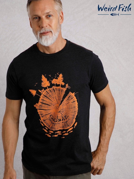 Negru - Tricou grafic Weird Fish Woodsman (AK6596) | 116 LEI