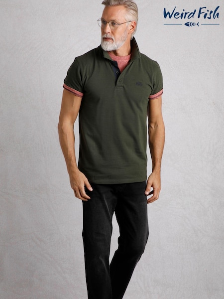 Weird Fish Green 100% Cotton Miles Pique Polo Shirt (AK6598) | €25