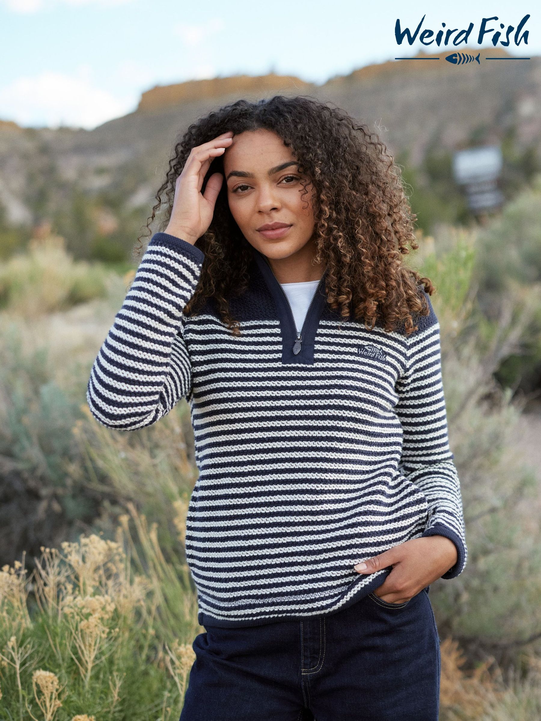 Blue Curve Knitted Stripe Sweattops | Next Oman