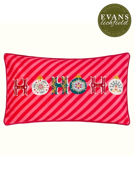 Evans Lichfield Red Ho Ho Ho Christmas Piped Cushion (AK6660) | AED105
