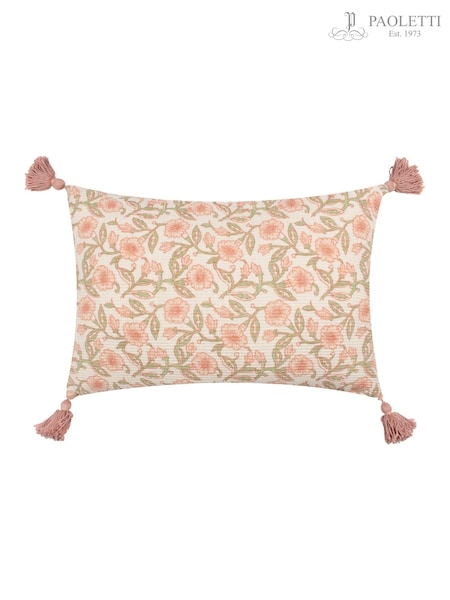 Paoletti Coral Seventy Three Delphine Floral Tasselled 100% Cotton Cushion (AK6673) | €37