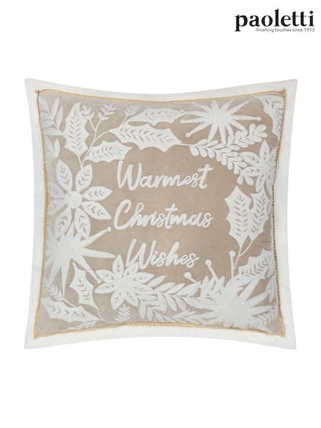 Paoletti Winter Warmest Wishes Embroidered 100% Cotton Cushion (AK6677) | ‏198 د.إ.‏