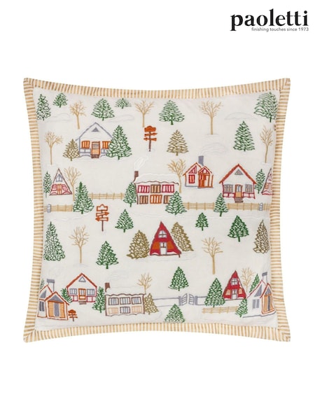 Paoletti Winter Ski Lodges Embroidered 100% Cotton Cushion (AK6721) | ‏198 د.إ.‏
