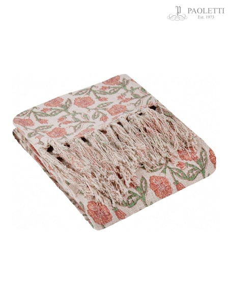 Paoletti Coral Seventy Three Delphine Floral 100% Cotton Fringed Throw (AK6731) | €56