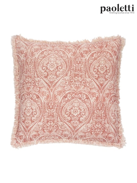 Paoletti Coral Seventy Three Durelle Damask Fringed 100% Cotton Cushion (AK6736) | €29