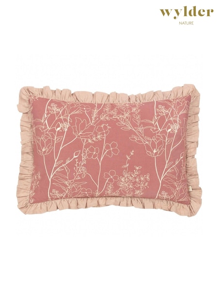 Wylder Petrol Mae Floral Print Embroidered 100% Cotton Cushion (AK6741) | €26