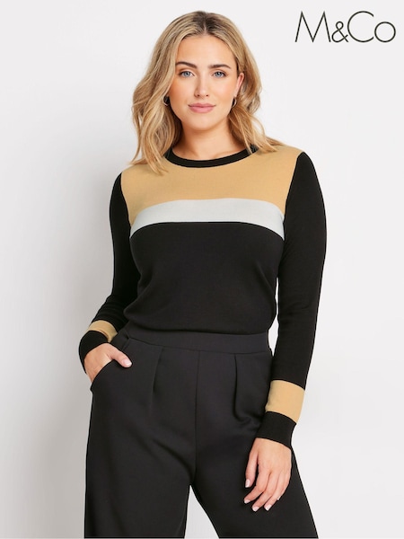 M&Co Black Colourblock Jumper (AK6812) | €39