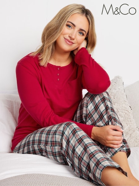 M&Co Jersey Woven 100% Cotton Pyjamas Set (AK6817) | 187 LEI