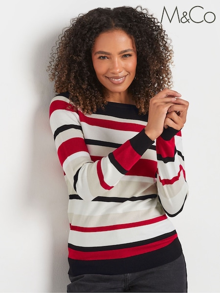 M&Co Red Multi Stripe Jumper (AK6826) | kr414