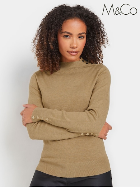 M&Co Natural Button Detail Turtle Neck Jumper (AK6827) | R$ 305