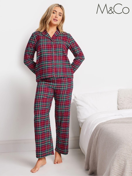 M&Co Red Check 100% Cotton Pyjamas Set (AK6829) | AED113