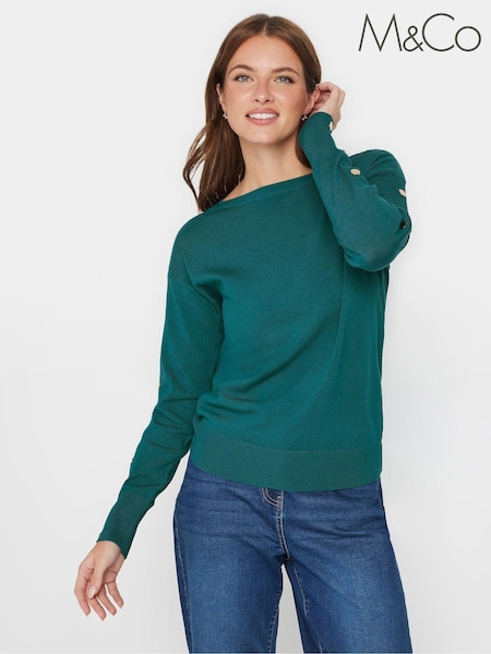 M&Co Blue Popper Detail Batwing Jumper (AK6831) | 153 QAR