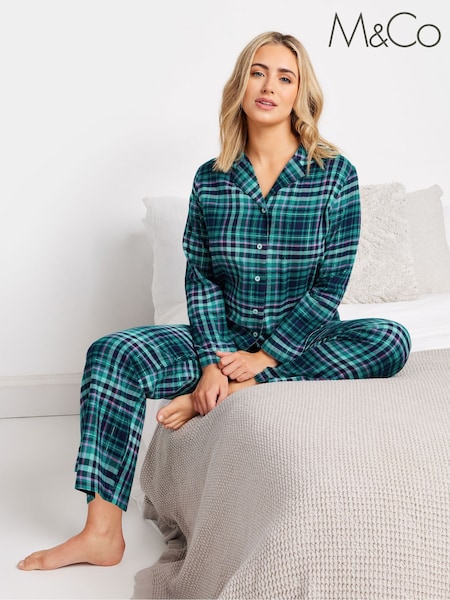 M&Co Blue Check 100% Cotton Pyjamas Set (AK6834) | AED113