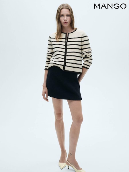 Mango Cream Striped Knitted Zip Up Jacket (AK6867) | €31