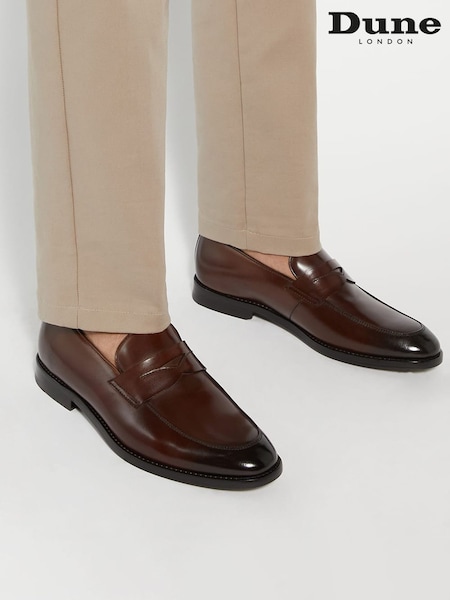 Dune London Brown Surrey Suede Penny Loafers (AK6880) | €224