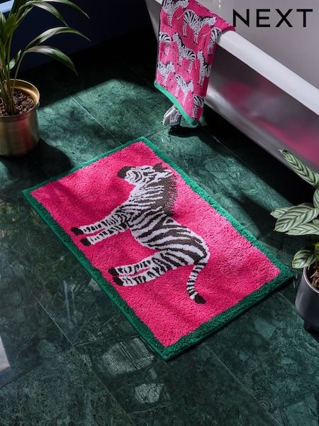 Pink Zebra 100% Cotton Bath Mat (AK7175) | $33