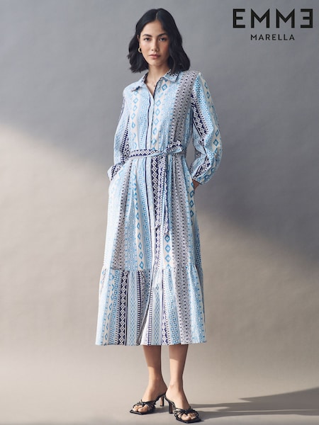 Emme Marella Blue Tisana 100% Cotton Dress (AK7332) | ₪845