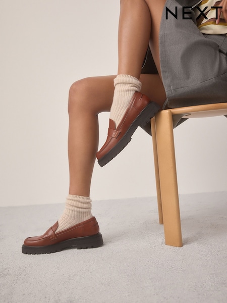 Tan Brown Extra Wide Fit Forever Comfort® Chunky Loafers (AK7398) | €38