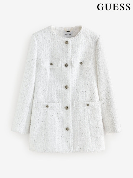 Guess Noelie Tweed 100% Cotton White Jacket (AK7406) | ₪779