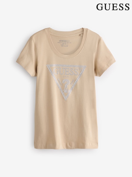 Розовый - Guess Triangle Logo Short Sleeve 100% Cotton T-Shirt (AK7410) | €53