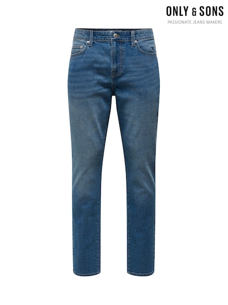 Only & Sons Blue Weft Regular Fit Stretch Jeans (AK7445) | $49