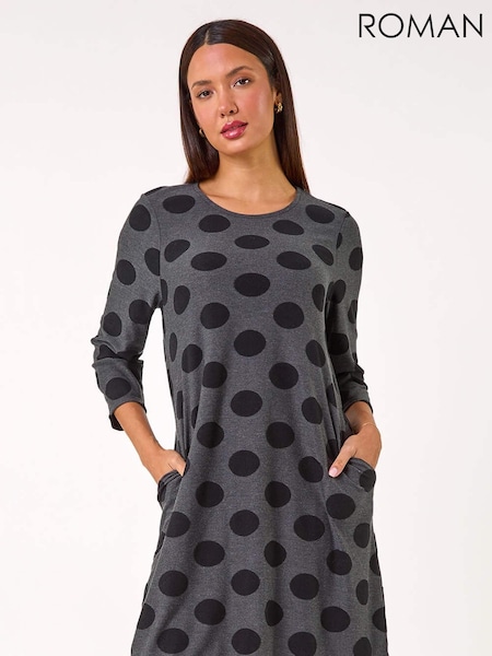 Roman A-Line Spot Print Dress (AK7472) | €66