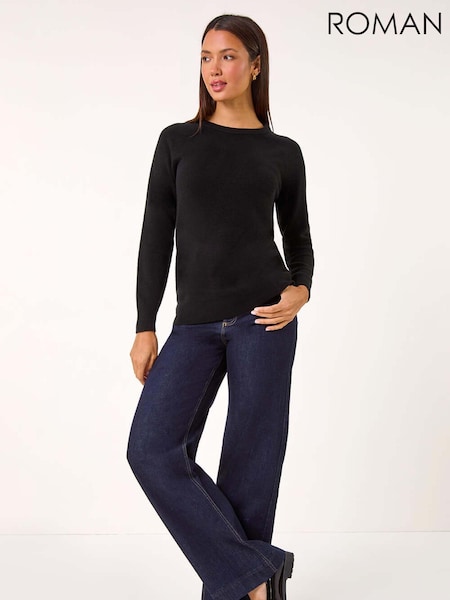 Roman Black Plain Soft Crew Neck Jumper (AK7510) | €69