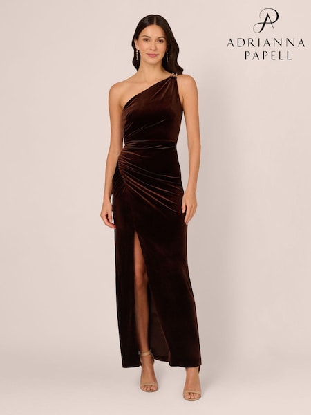 Adrianna Papell Velvet Column Brown Gown (AK7541) | €184