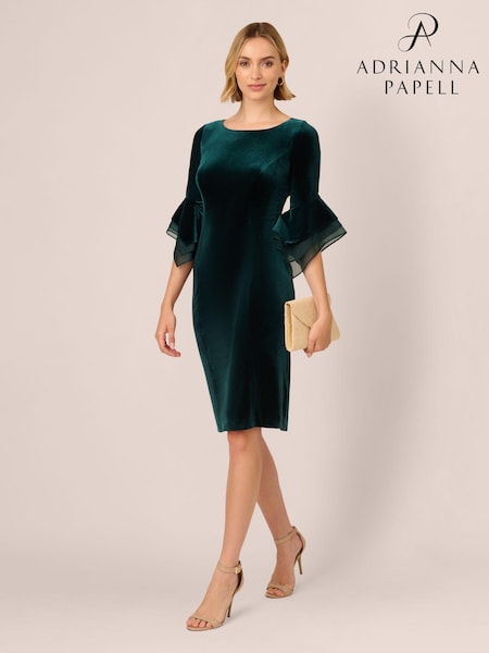 Adrianna Papell Velvet Bell Sleeve Short Dress (AK7542) | 8,952 UAH