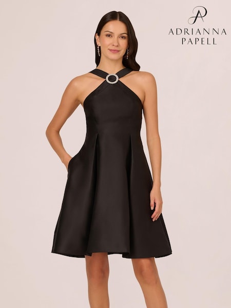 Adrianna Papell Halter Mikado Short Black Dress (AK7558) | €112