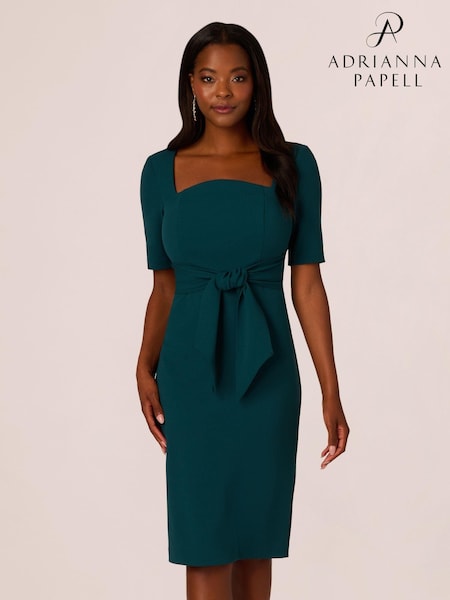 Зеленый - Adrianna Papell Crepe Tie Front Midi Dress (AK7560) | €85
