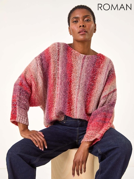 Roman Pink Slash Neck Boucle Knit Jumper (AK7566) | €51