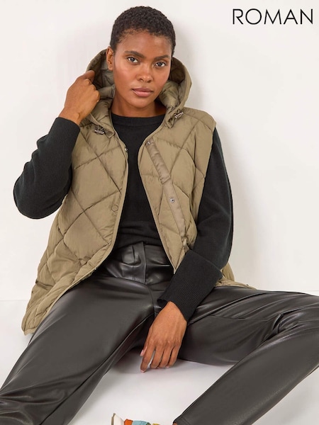 Roman Green Hooded Quilt Gilet (AK7583) | €79