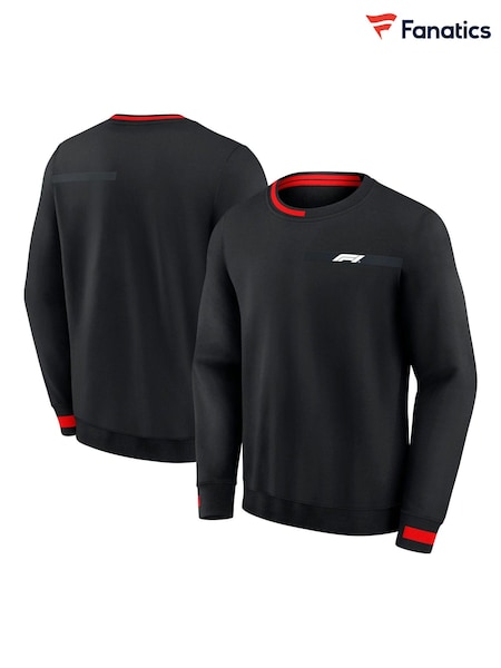 Fanatics 100% Cotton F1 Formula 1 Iconic Crew Black Sweatshirt (AK7649) | R$ 495