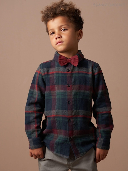 Angel & Rocket Green/Red Joseph Check 100% Cotton Shirt With Bow Tie (AK7695) | €22 - €25