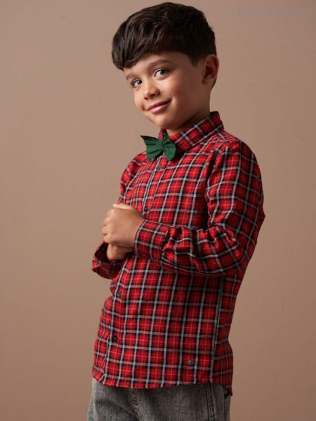 Angel & Rocket Red Joseph Check 100% Cotton Shirt With Bow Tie (AK7696) | €22 - €25