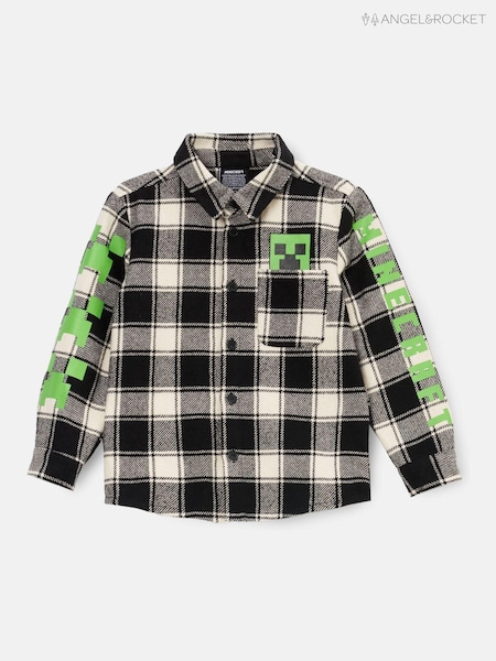 Angel & Rocket Black Minecraft Brushed 100% Cotton Check Shirt (AK7702) | €46 - €52