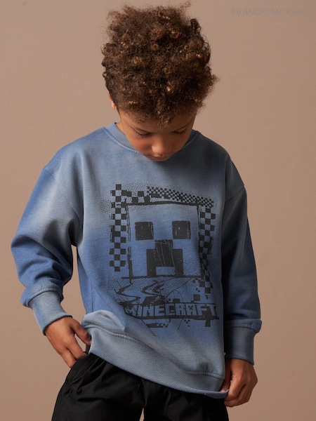Angel & Rocket Minecraft Washed Graphic 100% Cotton Sweatshirt (AK7706) | ‏139 ر.ق. - ‏158 ر.ق.