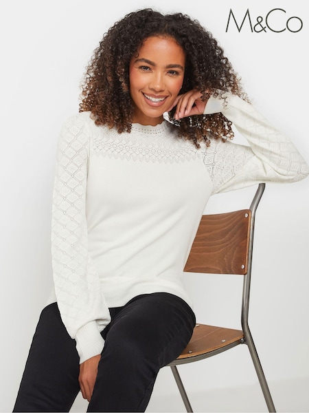 M&Co Natural Pointelle Long Sleeve Jumper (AK7725) | 153 QAR