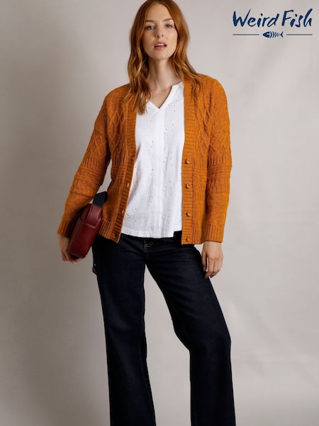 rjava - Weird Fish Amiens Eco Outfitter Mixed Stitch Cardigan (AK7750) | € 37