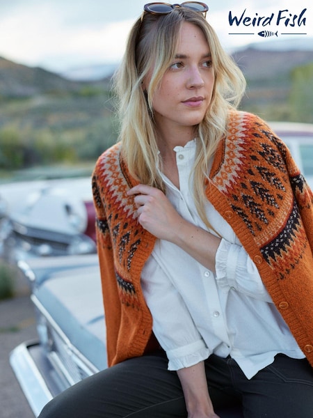 Oranžna - Weird Fish Hatty Eco Fair Isle Cardigan (AK7755) | € 47