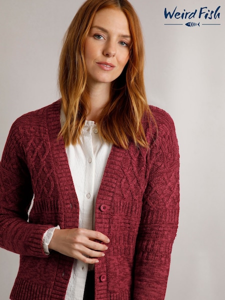 rožnata - Weird Fish Amiens Eco Outfitter Mixed Stitch Cardigan (AK7761) | € 44