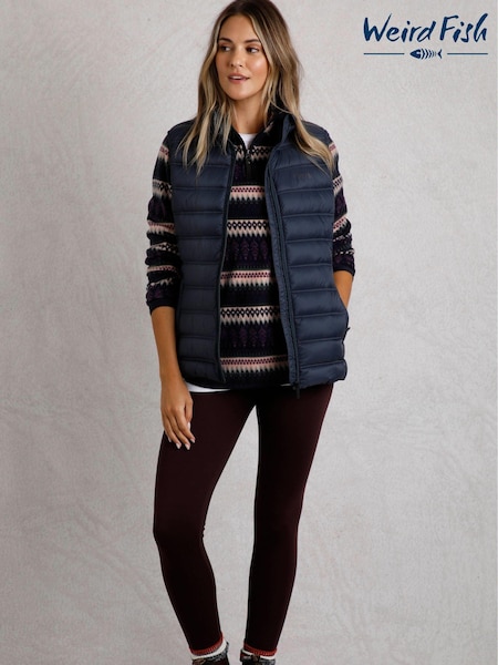 Синий - Weird Fish Atissa Lightweight Padded Gilet (AK7776) | €80