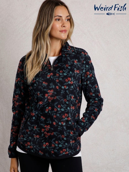Weird Fish Blue Weird Fish Reena 1/4 Zip Printed Microfleece Sweatshirt (AK7795) | €34
